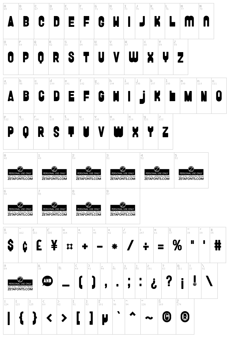 FunGhetto font map